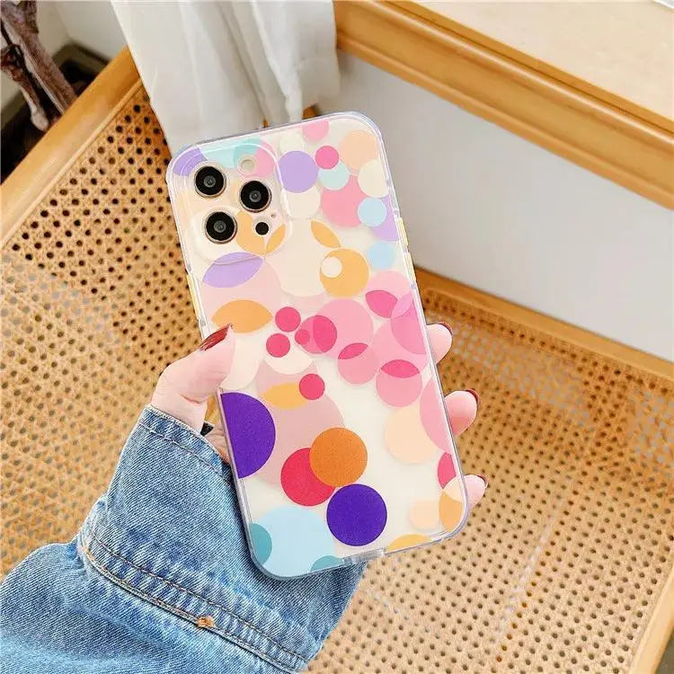 Ins Wind Color Wave Dots For Apple 12 Mobile Phone Case - MyMobile