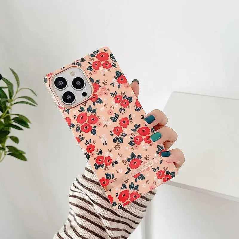 Ins Wind Small Floral Mobile Phone Case Square Protective - MyMobile