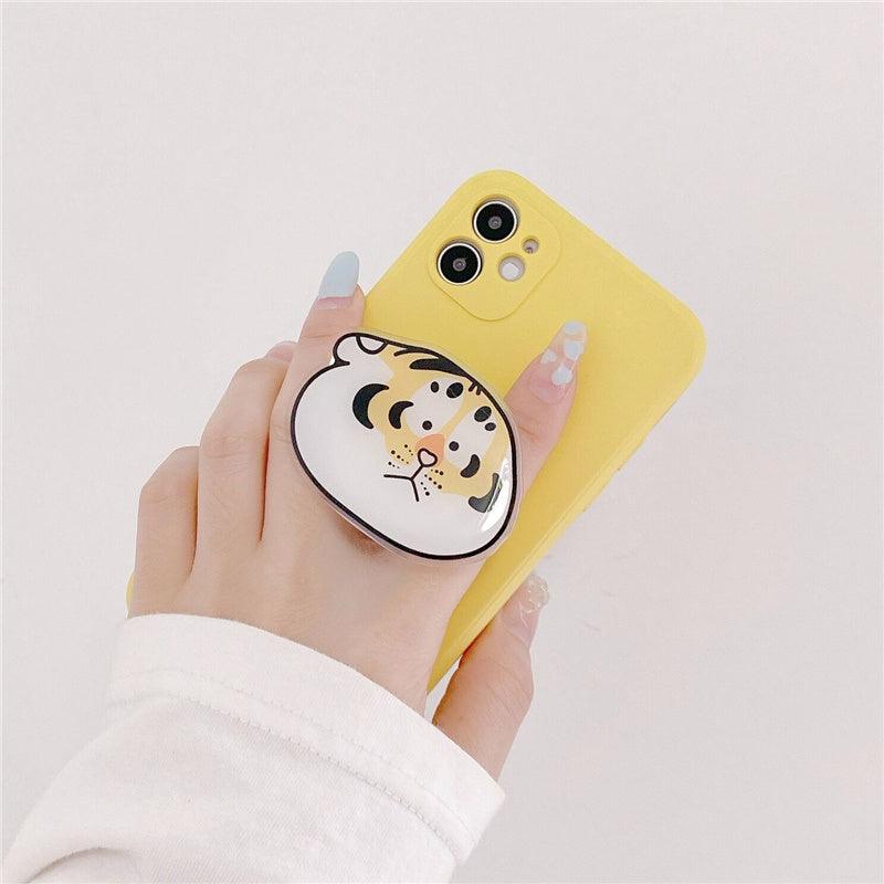 Ins Wind Yellow Silicone Tiger Stand Phone Case For iPhone 13 - MyMobile