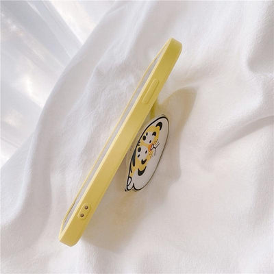 Ins Wind Yellow Silicone Tiger Stand Phone Case For iPhone 13 - MyMobile