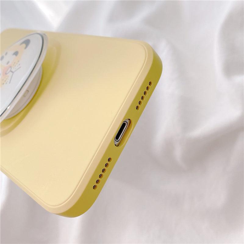 Ins Wind Yellow Silicone Tiger Stand Phone Case For iPhone 13 - MyMobile