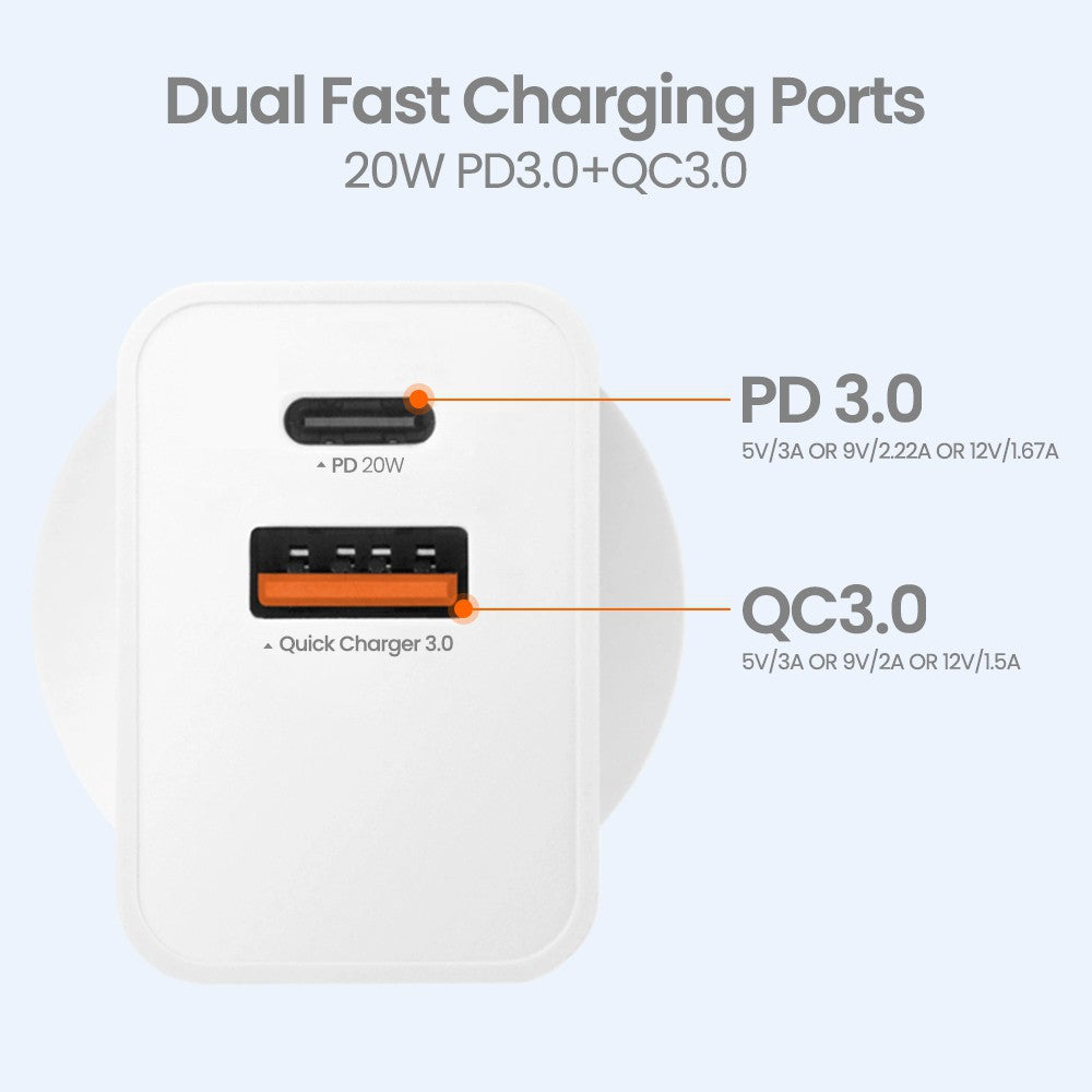 iQuick 20W PD3.0+QC3.0 Fast Charging Adapter (10PCS)