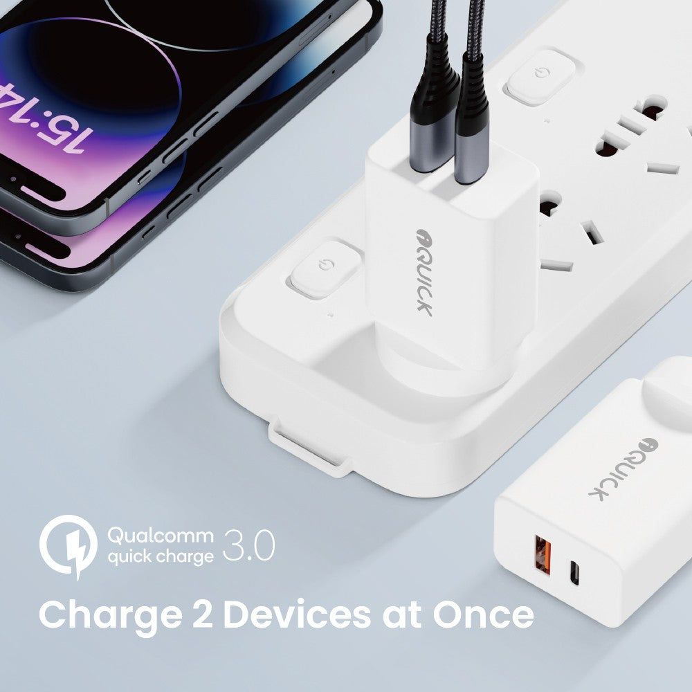 iQuick GaN II 30W PD3.0+QC3.0 Dual Ports Charging Adapter