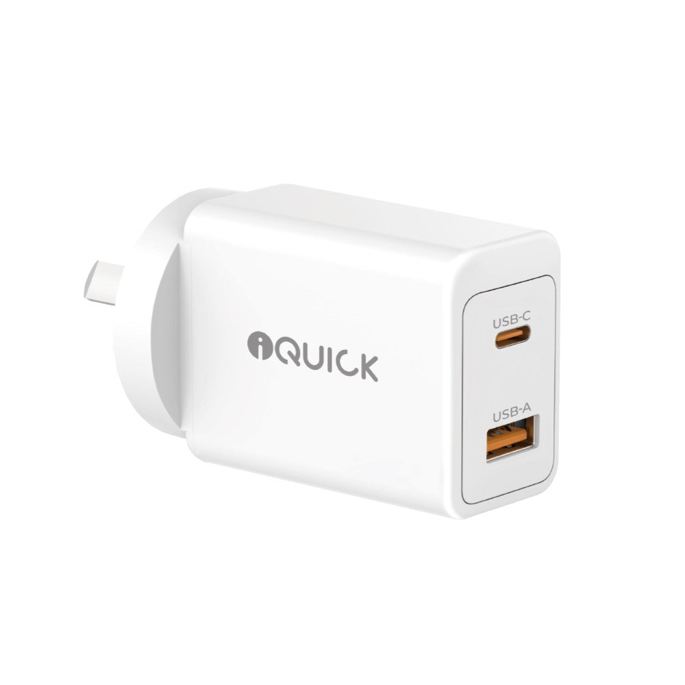 iQuick GaN II 45W PD3.0+QC3.0 Dual Ports Charging Adapter