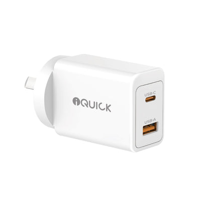 iQuick GaN II 45W PD3.0+QC3.0 Dual Ports Charging Adapter