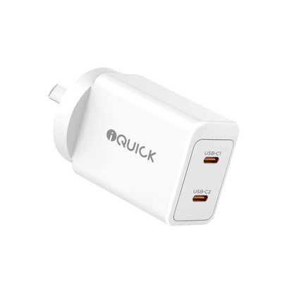 iQuick GaN II 45W PD3.0 Dual USB-C Ports Charging Adapter