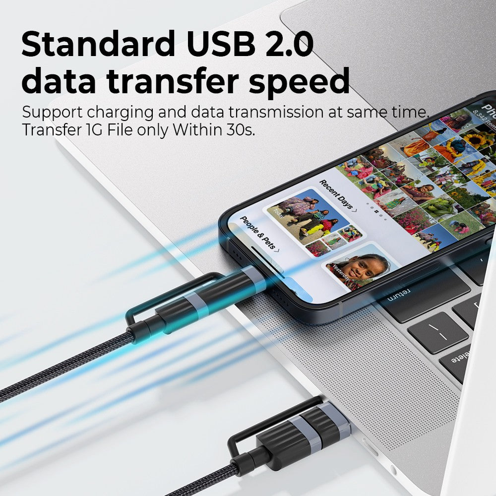 iQuick TransWire I Series 4 in 1 Charging Date Cable 1.2m for 15 / 16 / 17 Series