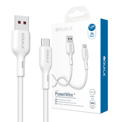 iQuick PowerWire 2 Series Liquid Silicone Charging Data Cable USB-A to USB-C 1.2m
