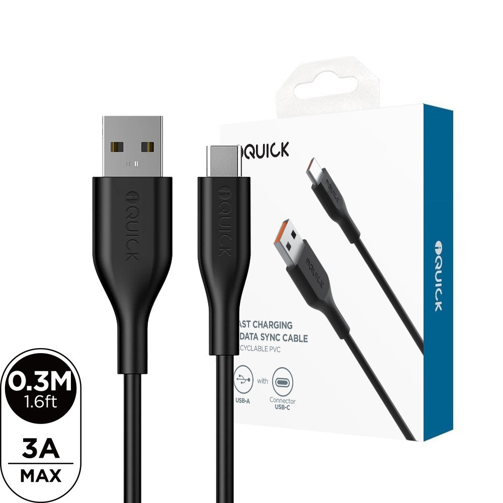iQuick PVC USB-A to USB-C Fast Charging Cable 0.3M for 15 / 16 / 17 Series