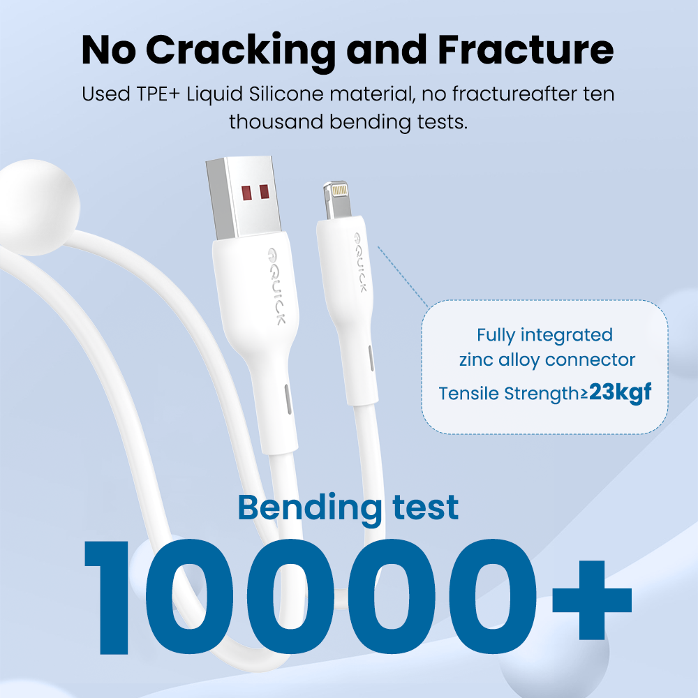 iQuick PowerWire 2 Series Liquid Silicone Charging Data Cable USB-A to Lightning 1.2m