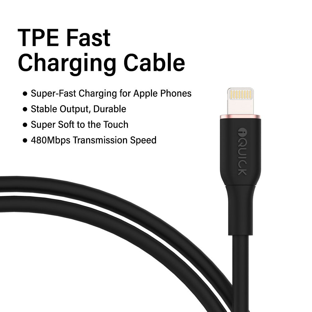 iQuick PowerWire 1 Series TPE Charging Data Cable USB to iP 0.5m