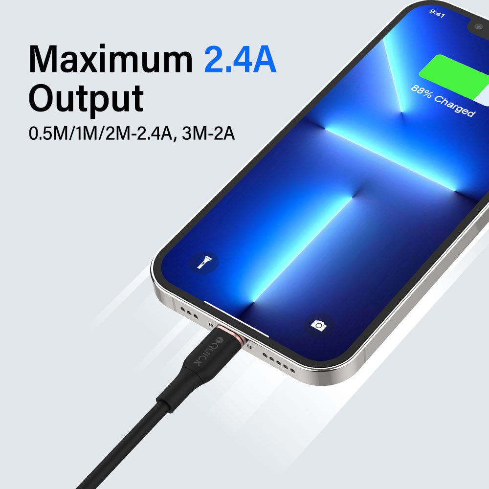 iQuick PowerWire 1 Series TPE Charging Data Cable USB to iP 0.5m