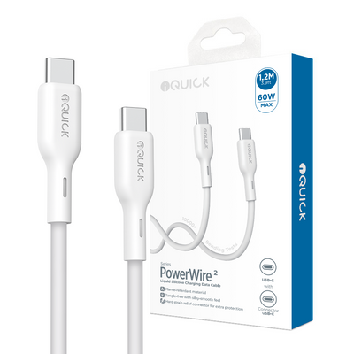 iQuick PowerWire 2 Series Liquid Silicone Charging Data Cable USB-C to USB-C 1.2m