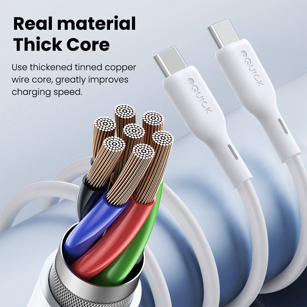 iQuick PowerWire 2 Series Liquid Silicone Charging Data Cable USB-C to USB-C 1.2m