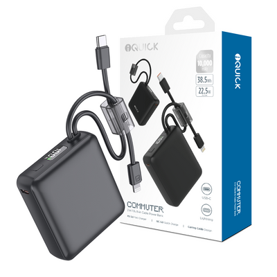 iQuick Built-in Type-C and Lightning Cables Power Bank 10,000mAh 22.5W