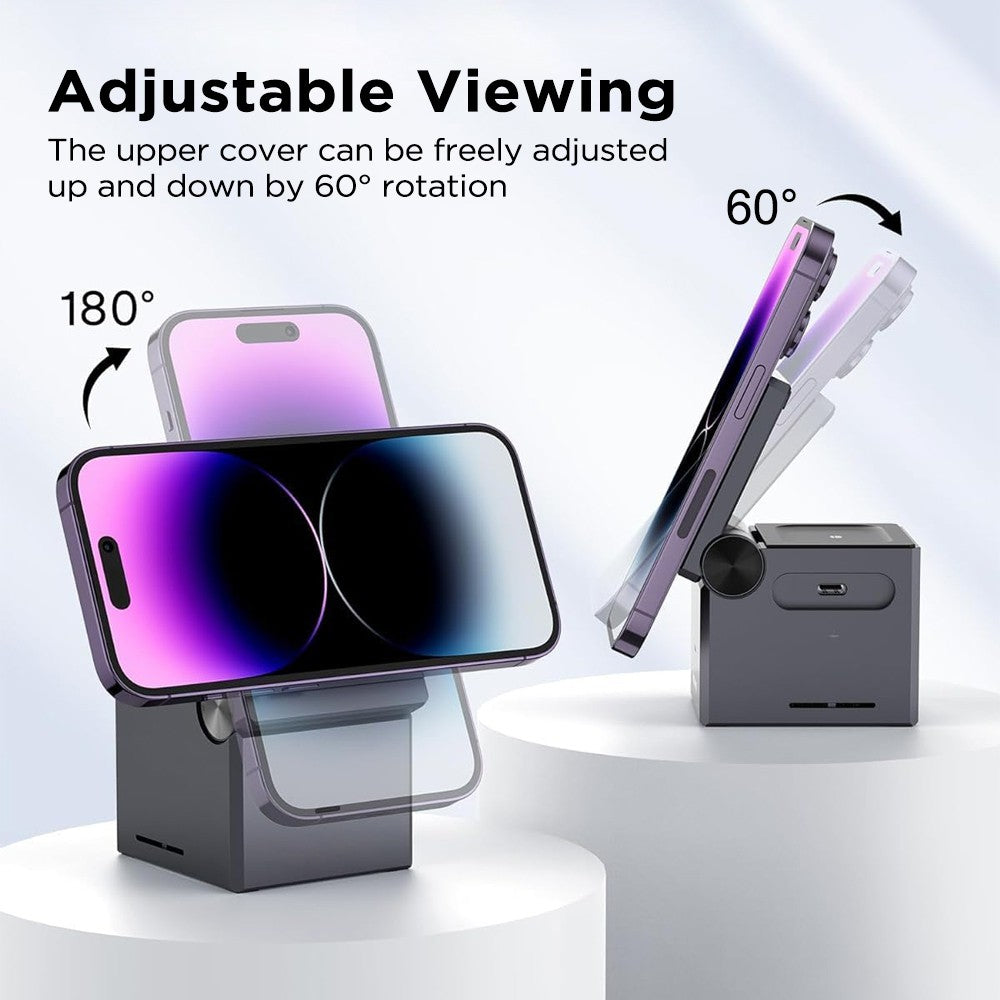 iQuick CUBE T1 3 in 1 Foldable Wireless Charger Stand Galaxy/ Apple Watch Pads