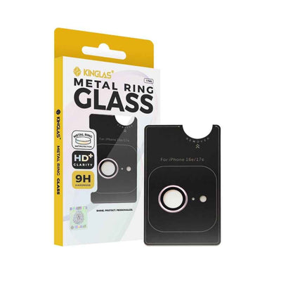 Kinglas Metal Ring HD Tempered Glass Camera Lens Protector Film for iPhone 16E / 17E