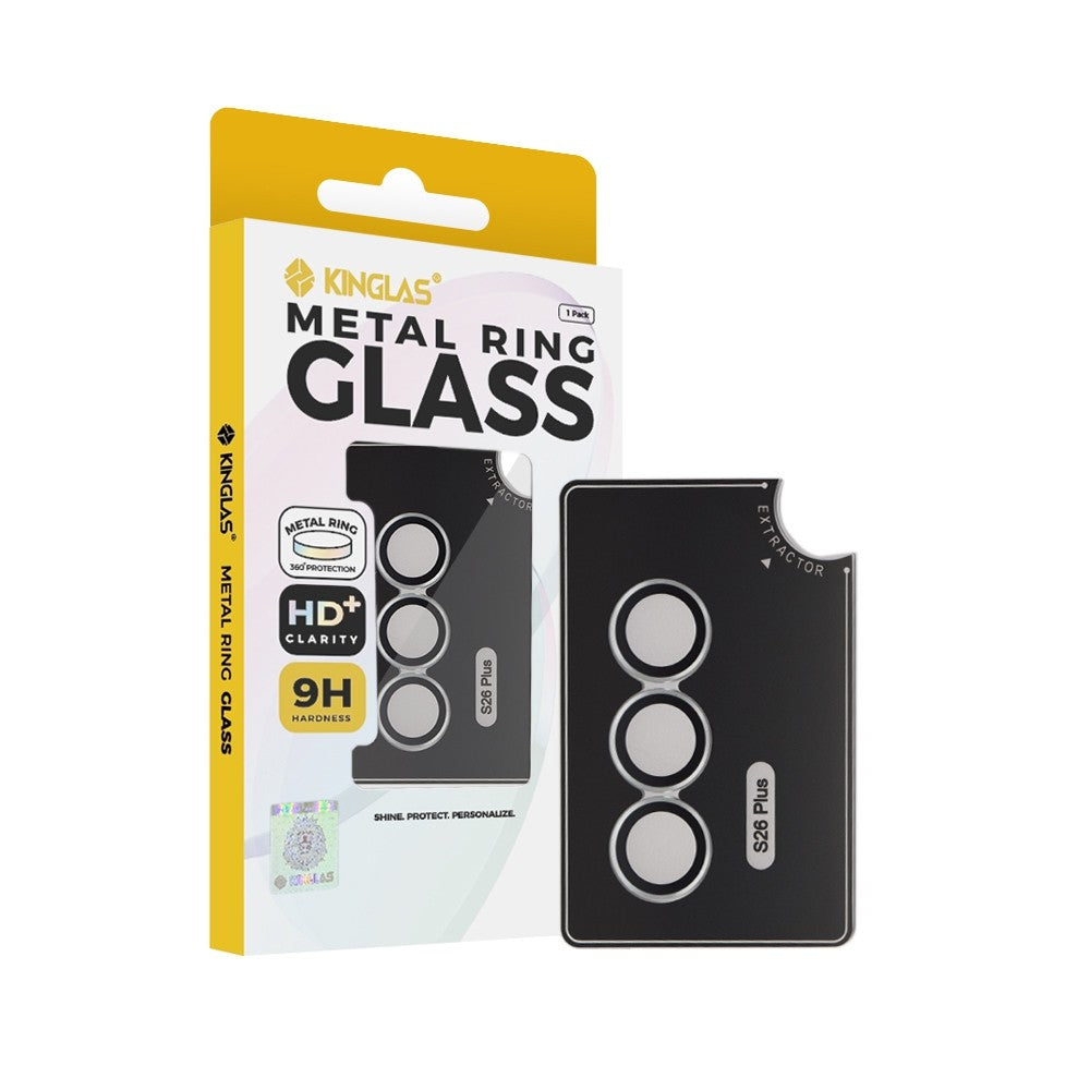 Kinglas Metal Ring HD Tempered Glass Camera Lens Protector Film for SamSung Galaxy S26 Plus