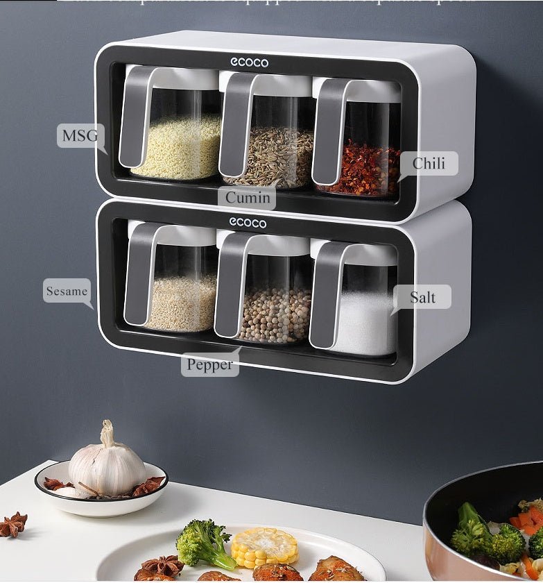 Kitchen Spice Rack Jar Free Perforated Spice Box Wall - Mounted Spice Box Set Household Spice Jar Storage Box - MyMobile