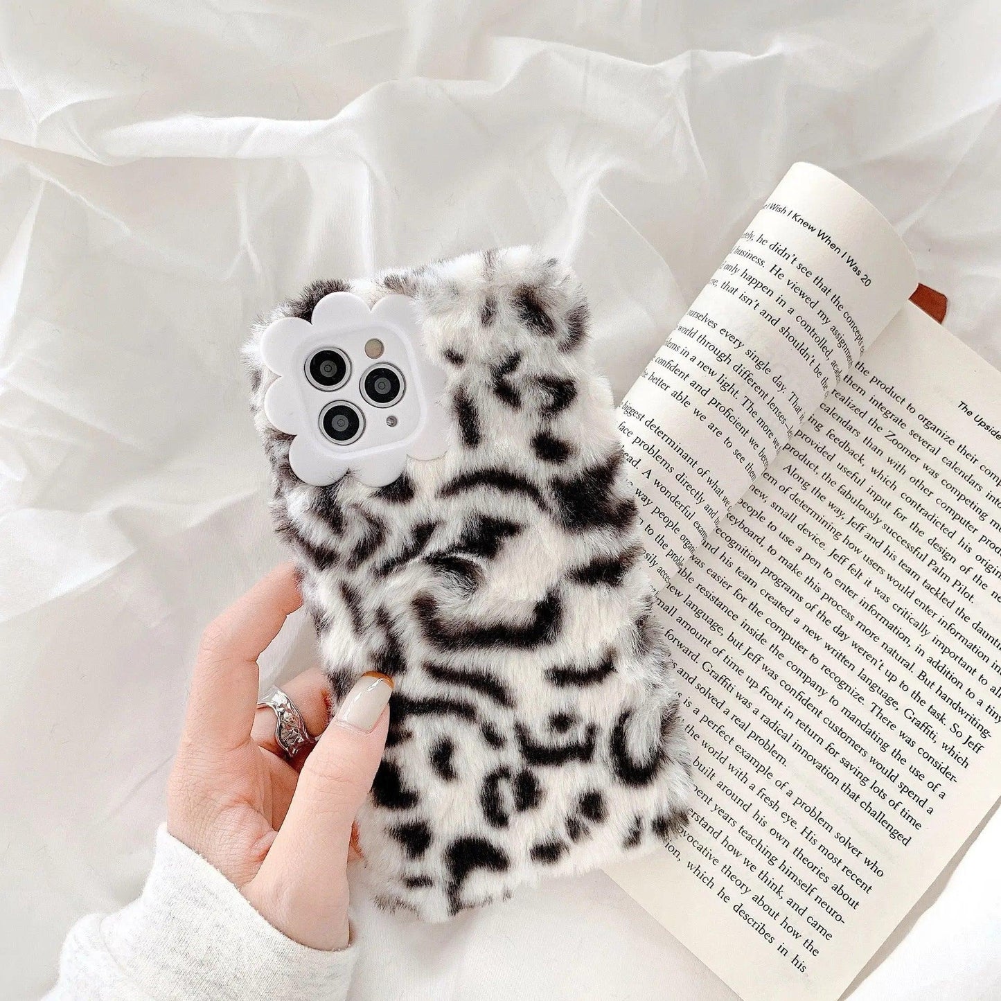 Leopard print fall - winter plush mobile phone case - MyMobile