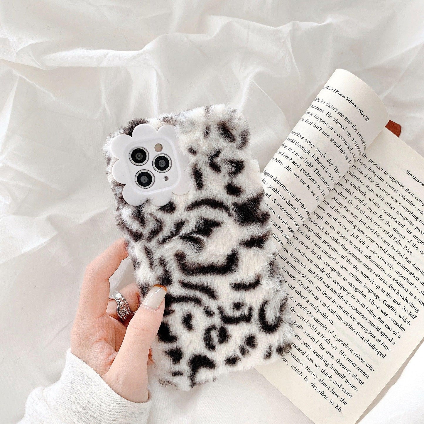 Leopard print fall - winter plush mobile phone case - MyMobile