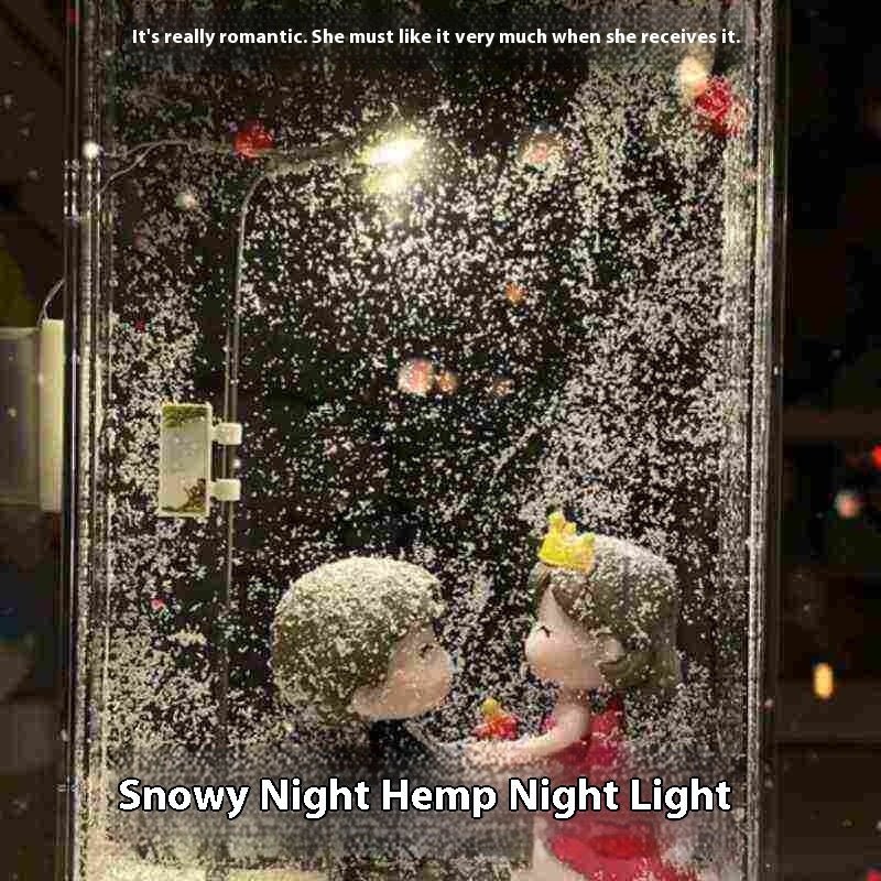 Magic Snowy Landscape Night Lights Small Street Light Snowy Flowing Night Christmas Desktop Decor Handmade - MyMobile