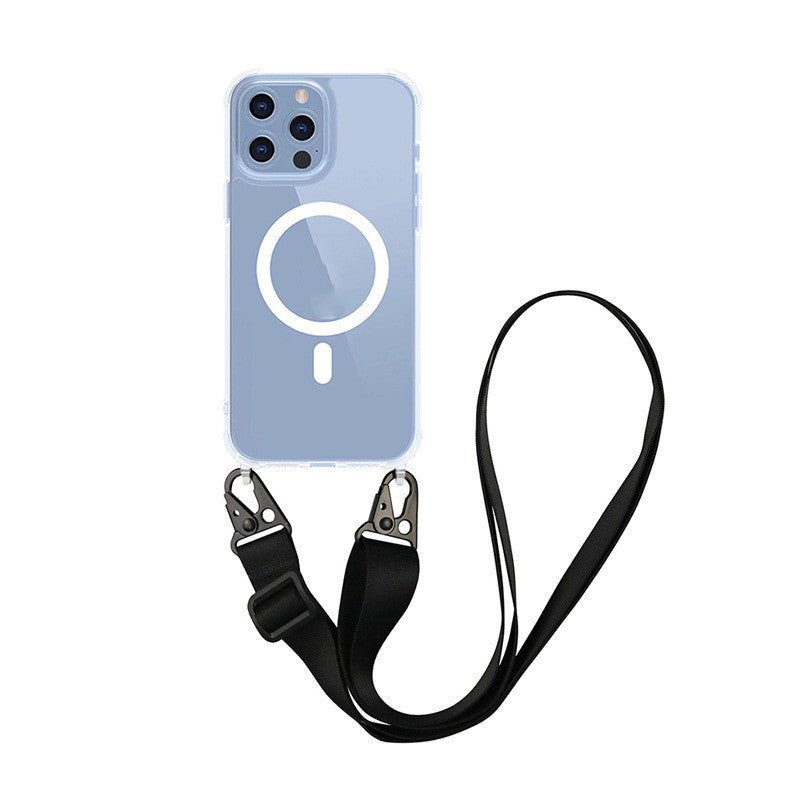 Magnetic One - piece Lanyard Crossbody Shoulder Transparent Phone Case For iPhone 15 - MyMobile