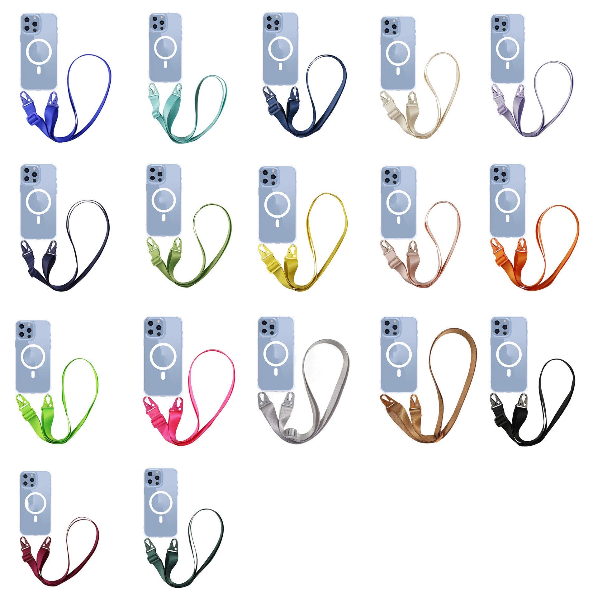 Magnetic One - piece Lanyard Crossbody Shoulder Transparent Phone Case For iPhone 15 - MyMobile