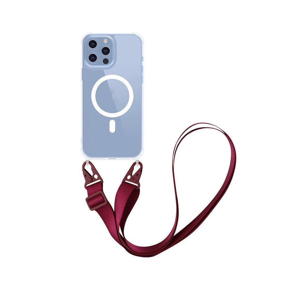 Magnetic One - piece Lanyard Crossbody Shoulder Transparent Phone Case FOr iPhone 15 - MyMobile