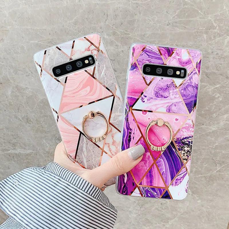 Marble splicing geometric electroplated mobile phone case - MyMobile