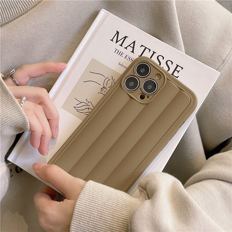 Milk Tea Color Creative Egg Roll Striped Phone Case For iPhone 14 - MyMobile