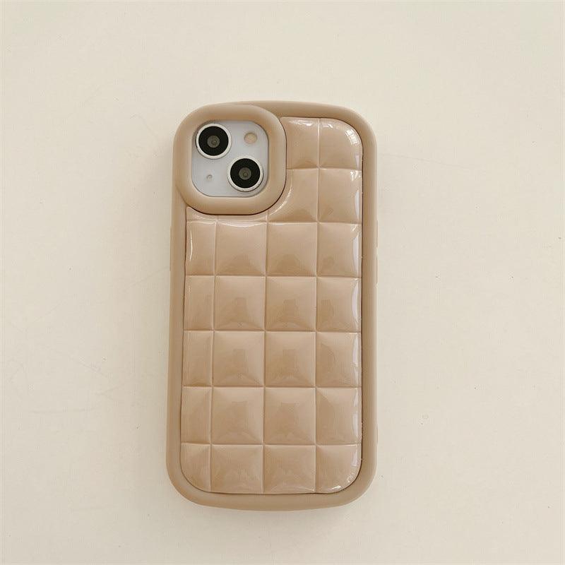 Milk Tea Solid Color Grid Mobile Phone Shell - MyMobile