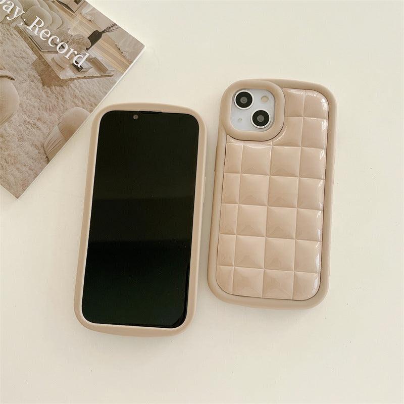 Milk Tea Solid Color Grid Mobile Phone Shell - MyMobile