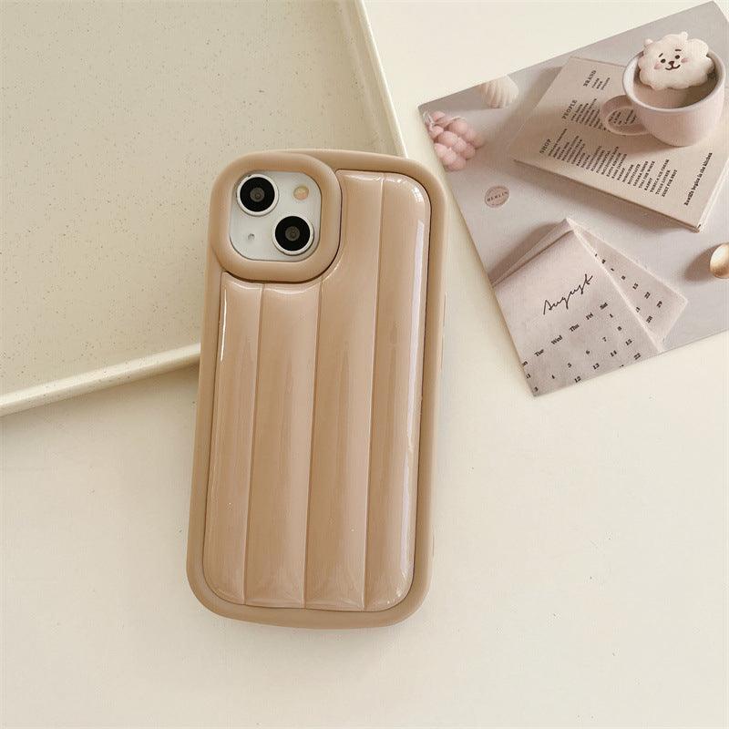 Milk Tea Solid Color Grid Mobile Phone Shell - MyMobile