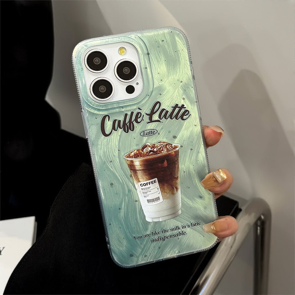 Mint Green Splash Ink Coffee Bracket Phone Case For iPhone 16 - MyMobile