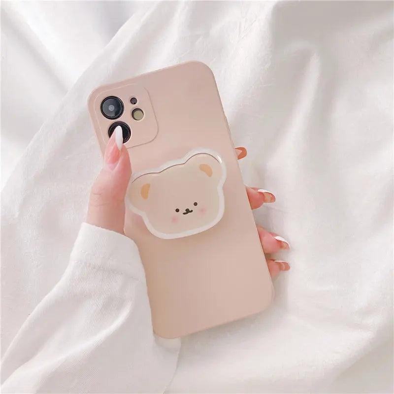 Mobile Phone Case Bear Stand Creative All - inclusive Camera Phone Case For iPhone 11, 12, 13 - MyMobile