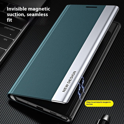 Mobile Phone Case Electroplated Bracket Magnetic Side Window Holster For iPhone 16 - MyMobile