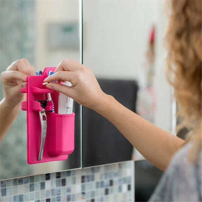 Multi - functional Silicone Toothbrush Holder Mighty Wall Mirror Suction Toothpaste Storage Holder Bathroom Organizer For Shower - MyMobile