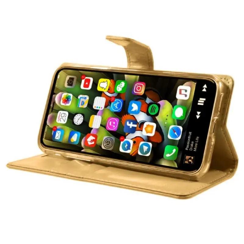 Mycase Leather Folder Iphone Xs 5.8 - Gold - MyMobile