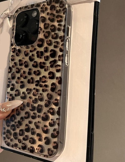 New All - inclusive High - grade Feather Yarn Brown Leopard Printed Phone Case For iPhone 16 - MyMobile