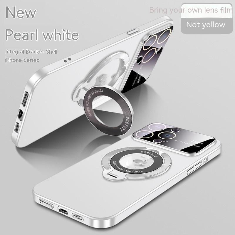 New Large Window Magnetic Invisible Bracket Phone Case Applicable Frosted Protective Cover For iPhone 15 - MyMobile