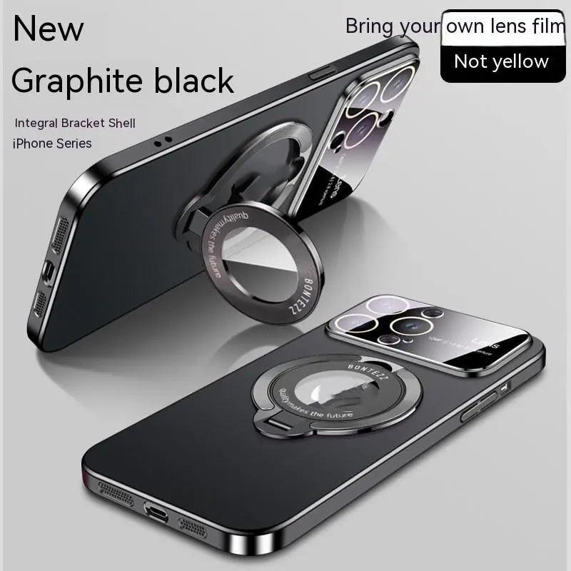 New Large Window Magnetic Invisible Bracket Phone Case Applicable Frosted Protective Cover For iPhone 15 - MyMobile