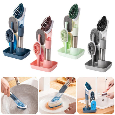 New Multifunctional Dish Brush Household Kitchen Oily Sponge Long Handle Cleaning Brush - MyMobile