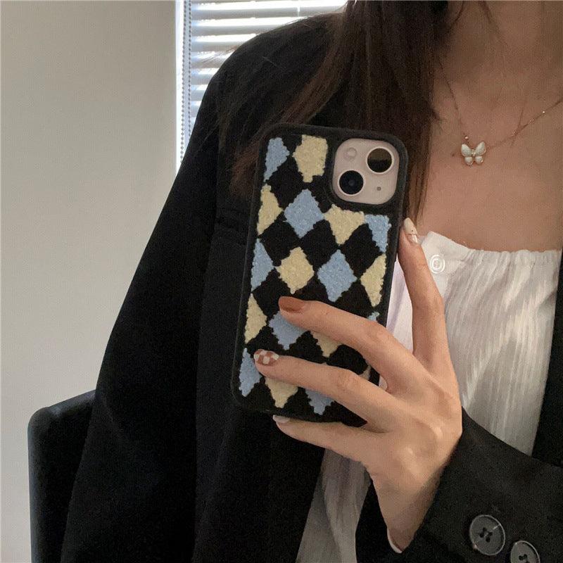 New Plush Rhombus Shockproof Mobile Phone Case For iPhone 11, 12, 13 - MyMobile