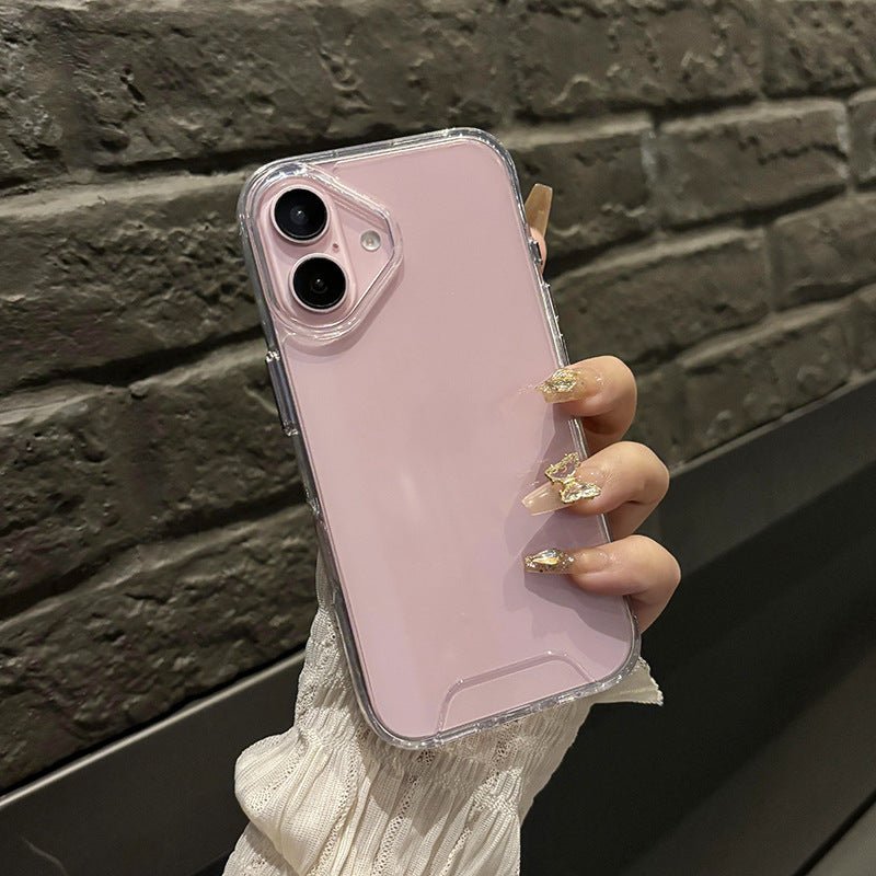 New Transparent Simple Metal Button Drop - resistant Phone Case For iPhone 16 - MyMobile