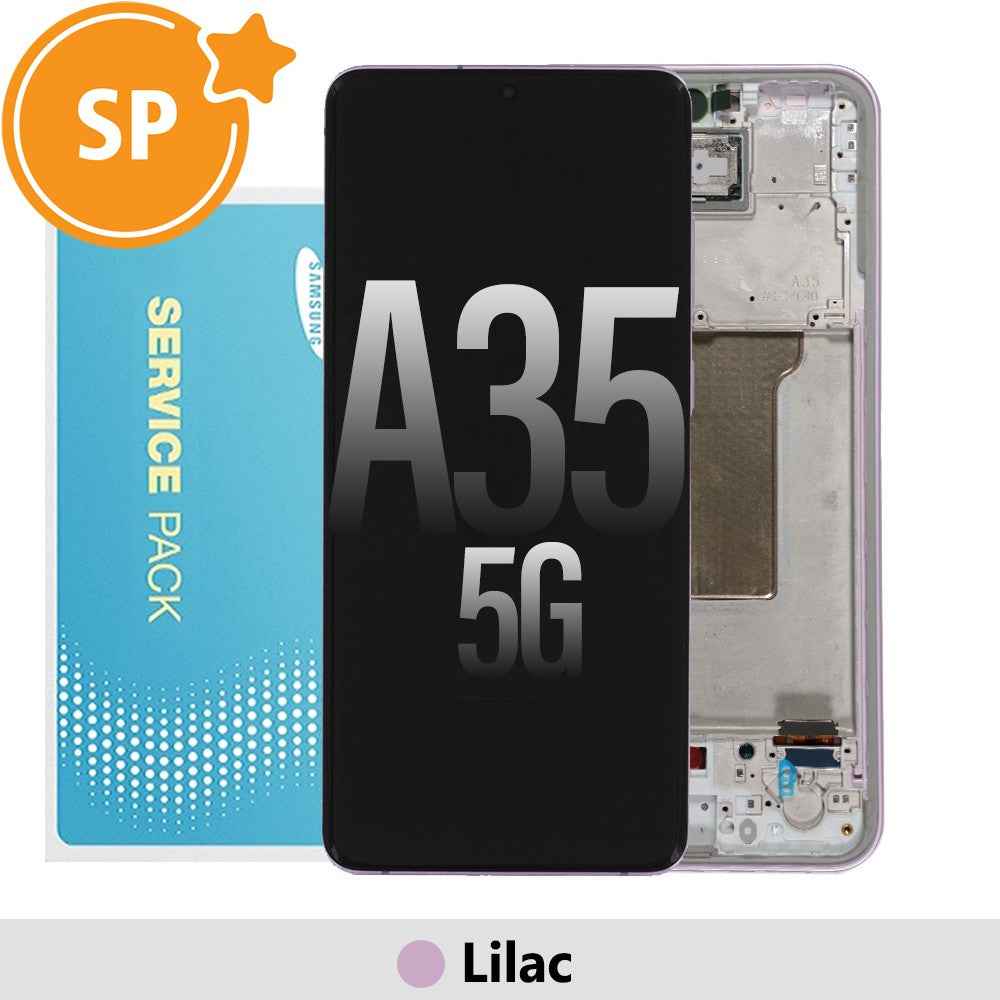 Samsung Galaxy A35 5G A356B OLED Screen Replacement Digitizer with Frame GH82-34221C (Service Pack)-Lilac