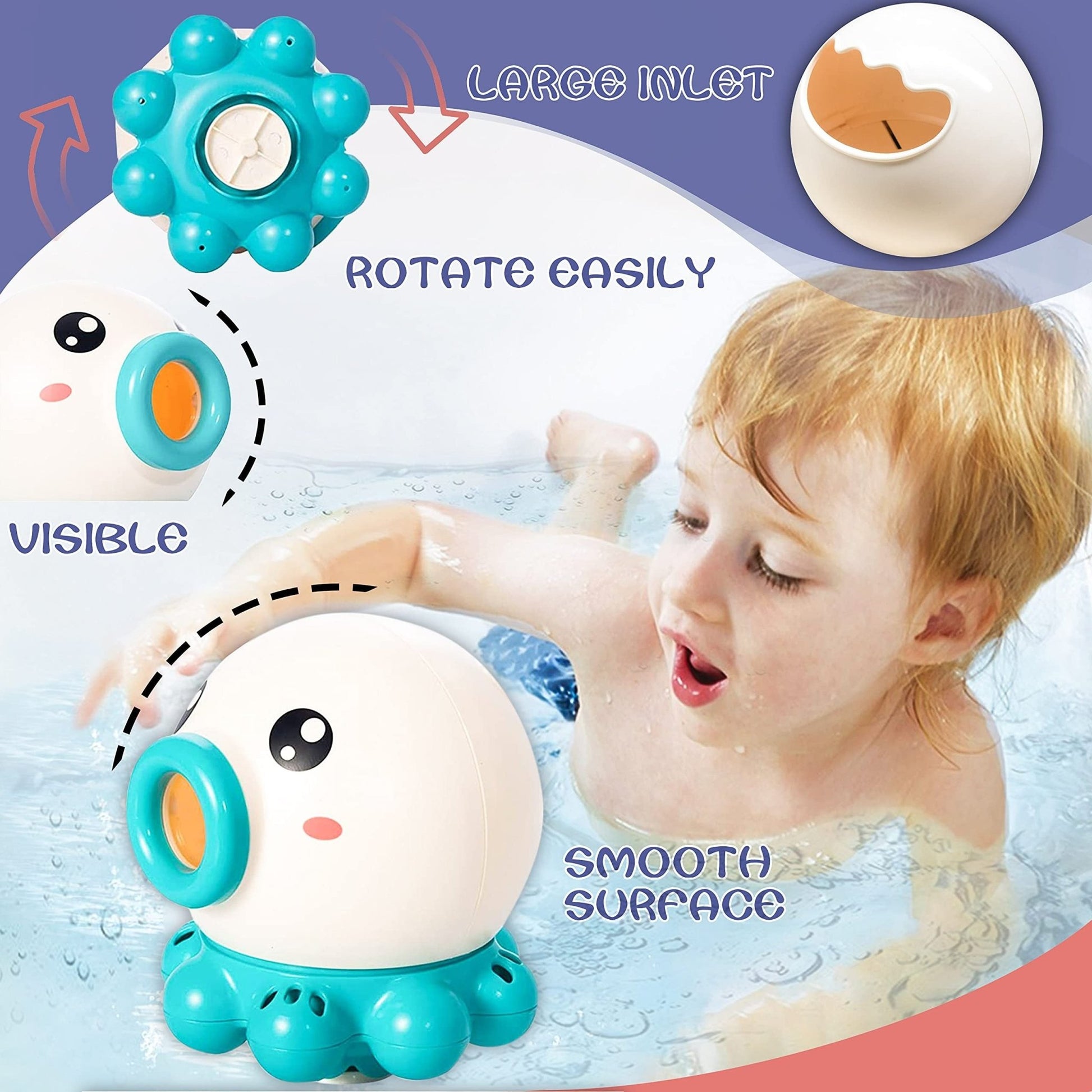 Octopus Fountain Bath Toy Water Jet Rotating Shower Bathroom Toy Summer Water Toys For Kids & Children - MyMobile