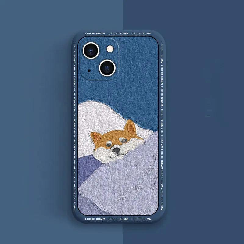 Oil Painting Shiba Inu Couple's Mobile Phone Case - MyMobile