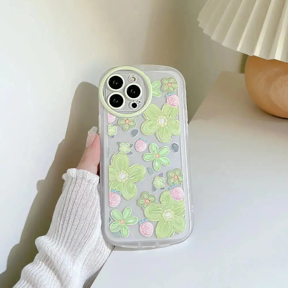 Oil Painting Strawberry Flower Silicone Mobile Phone Case - MyMobile