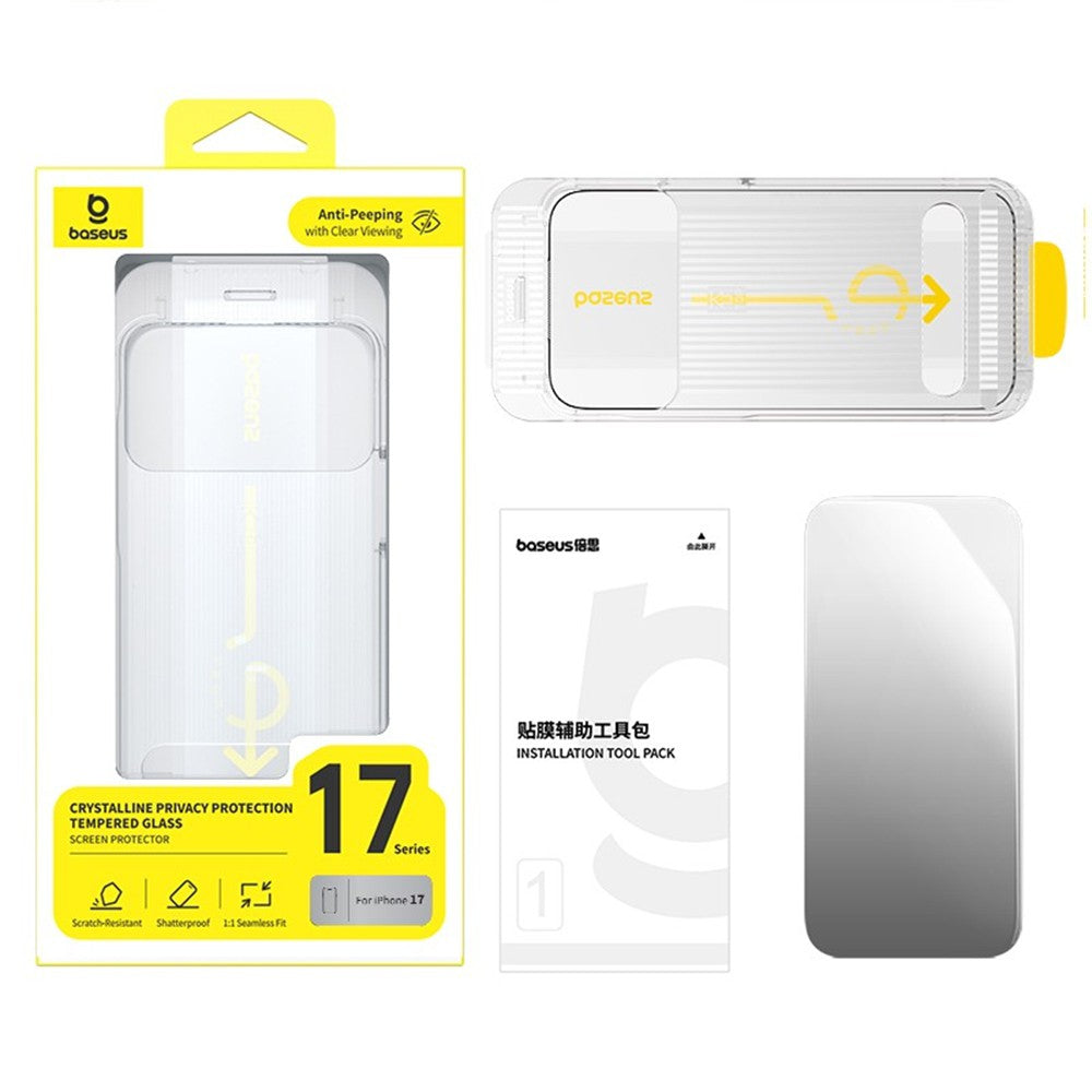 Baseus Crystal Diamond Series Privacy Tempered Glass Dust-free Chamber II For iPhone 17